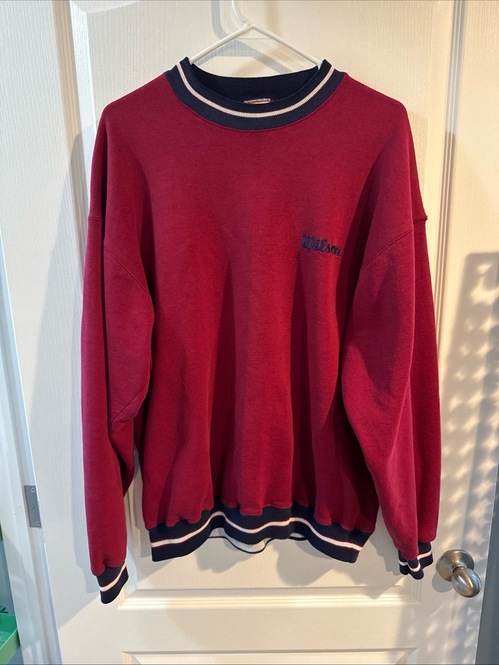 Vintage 90’s Wilson Men's Red Crewneck Pullover Sweater